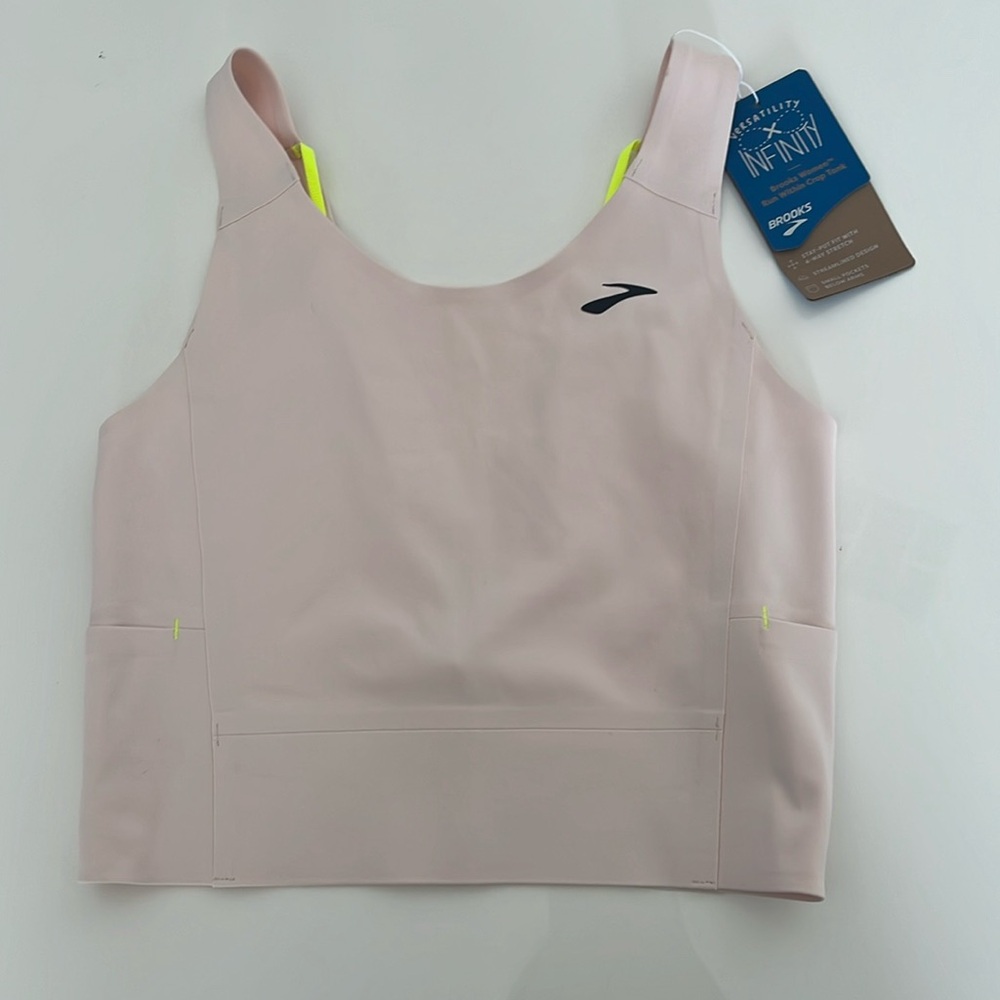 Brooks Light Pink Run Within Crop Tank XS